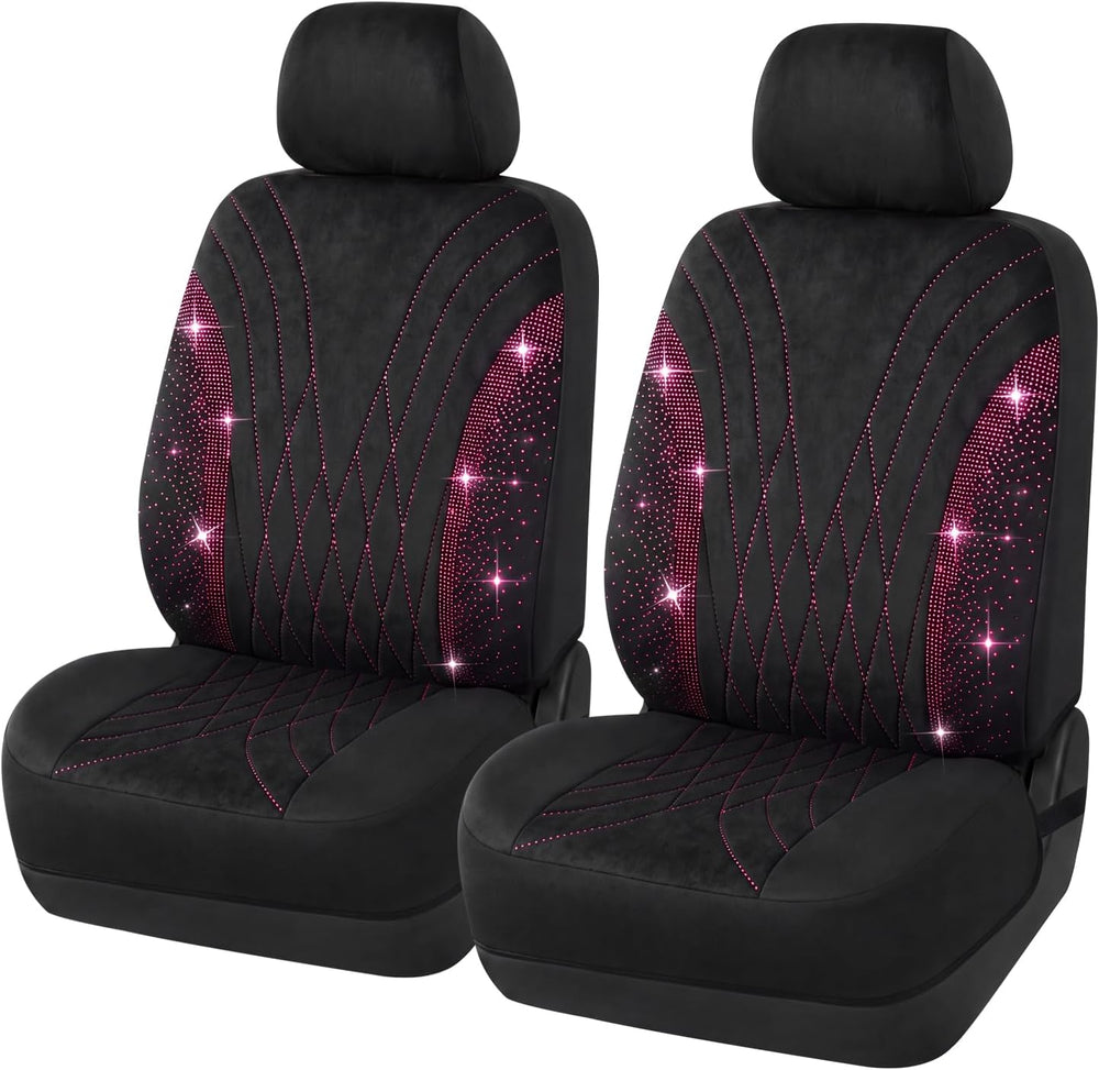 Hot Pink Diamond Bling Cute Car Seat Cover Front Black for Girl