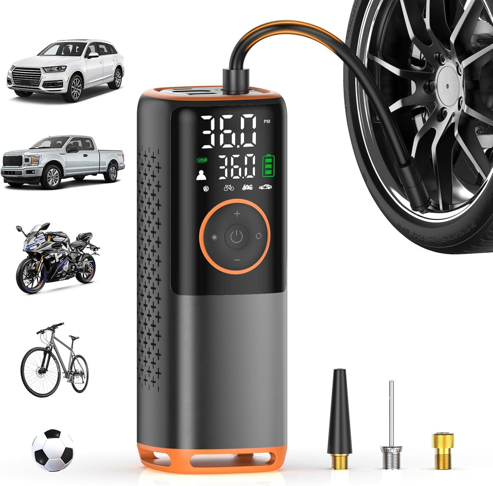 Tire Inflator Portable Air Compressor-160 PSI Car Tire Air Pump, Bike Pump wi...