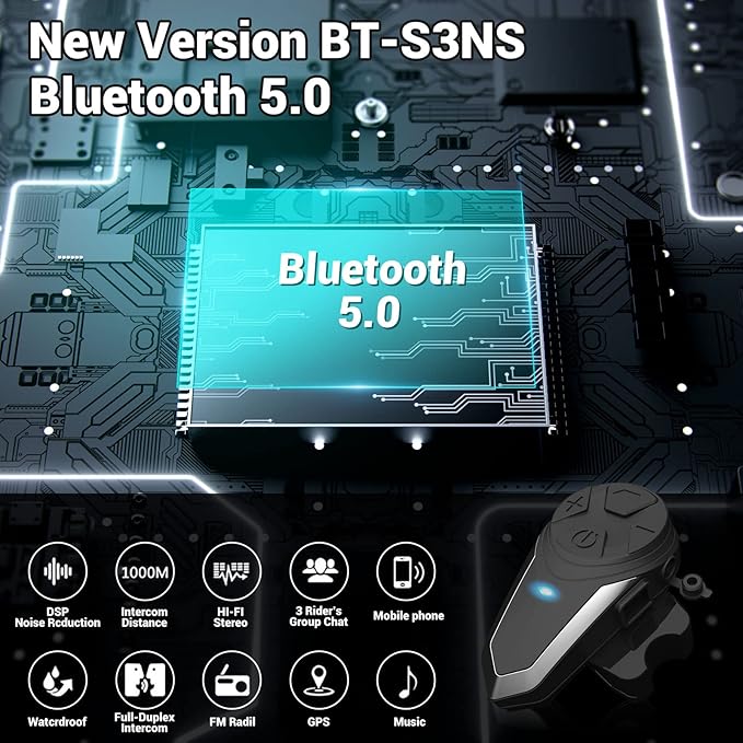 Motorcycle Bluetooth Headset BT-S3NS 1000m Motorcycle Helmet Bluetooth Radio
