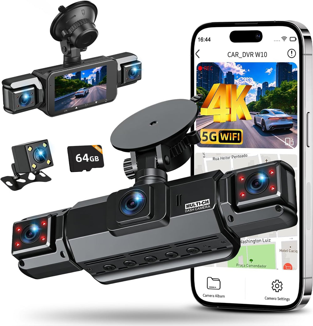 4 Channel Dash Cam Front and Rear, Pahaa 360° Dash Camera with WiFi