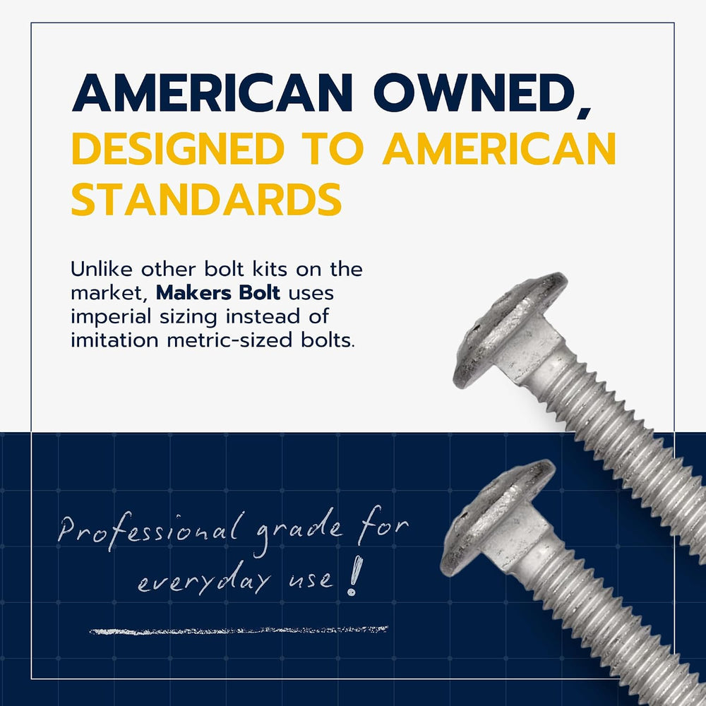 1/4" x 5-1/2" (100 Pack) Galvanized Carriage Bolt Kit Grade 307A In...