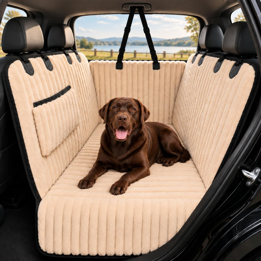 URPOWER Plush Dog Car Seat Cover, Waterproof Back Seat Hammock with Foam