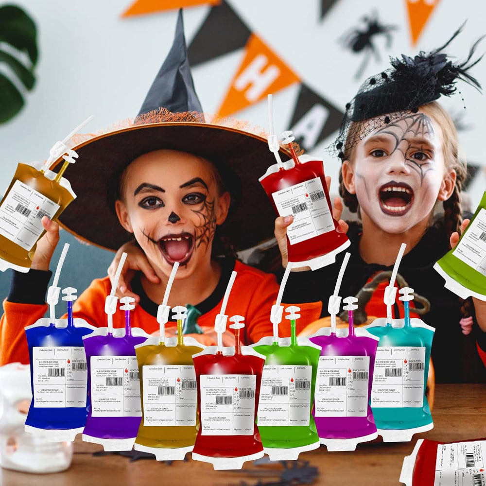 Garma 100 Pack Halloween Blood Bags for Drink, Reusable Drink Cups Containers...