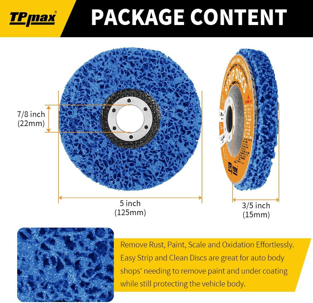 5" x 7/8" Stripping Discs for Rust and Paint Removal - Poly Abrasiv...