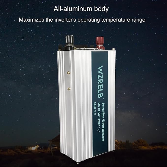 WZRELB 1000W Pure Sine Wave Inverter 12V DC to 110V 120V AC, Car Power Inverter