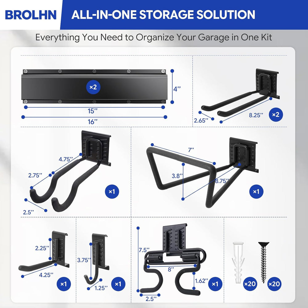 32 Inches Rail Garage Tool Organizer Wall Mount, 480LBS Capacity, Tool Rack, ...