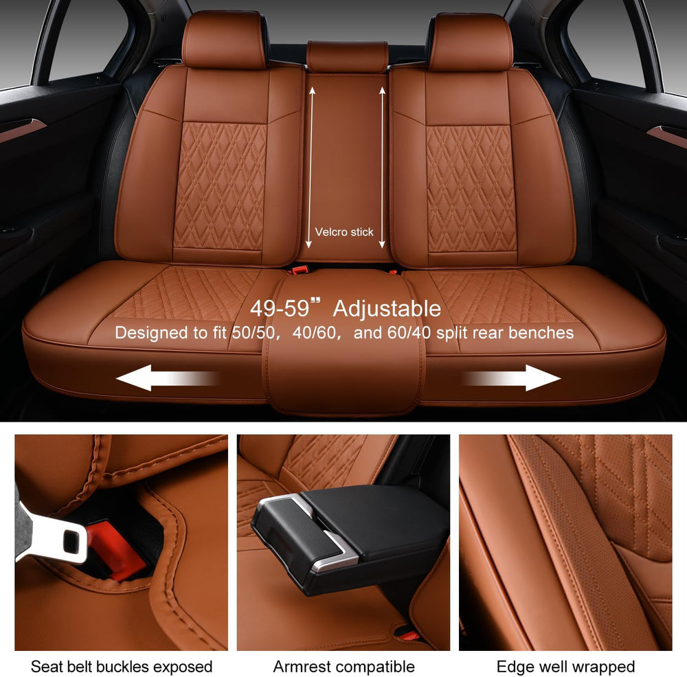 Car Seat Covers Full Set, Breathable Leather Automotive Front and Rear Seat C...
