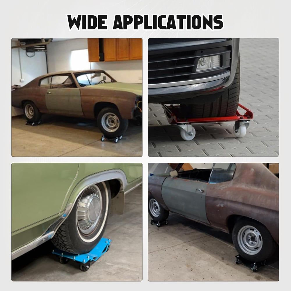 Wheel Dollies 4 Pack, 6000lbs Heavy Duty Car Skate Dollies with Brakes, Heavy...