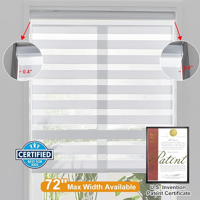 Persilux Cordless Zebra Blinds for Windows Free-Stop Roller Windows Shades Dual