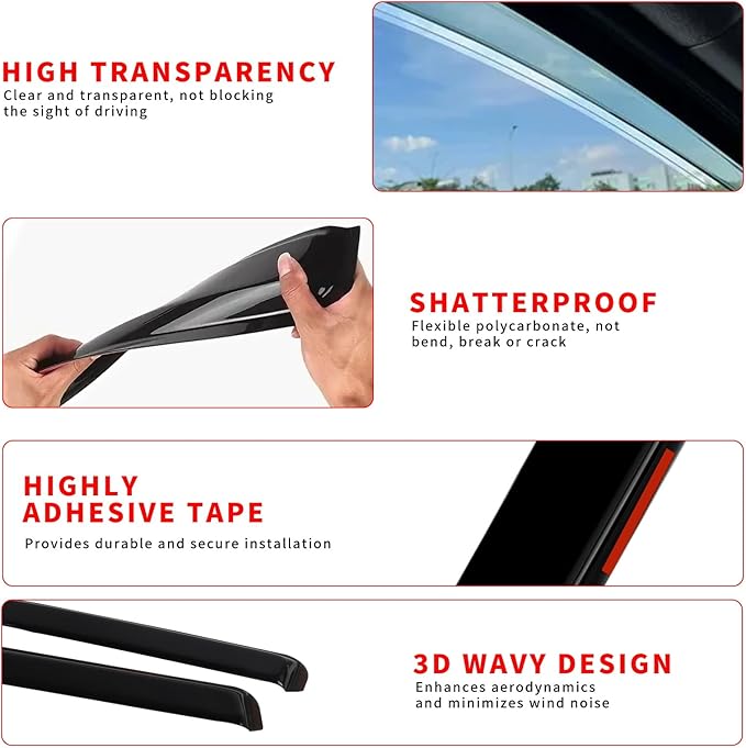 4pcs in Channel Rain Guards Fit