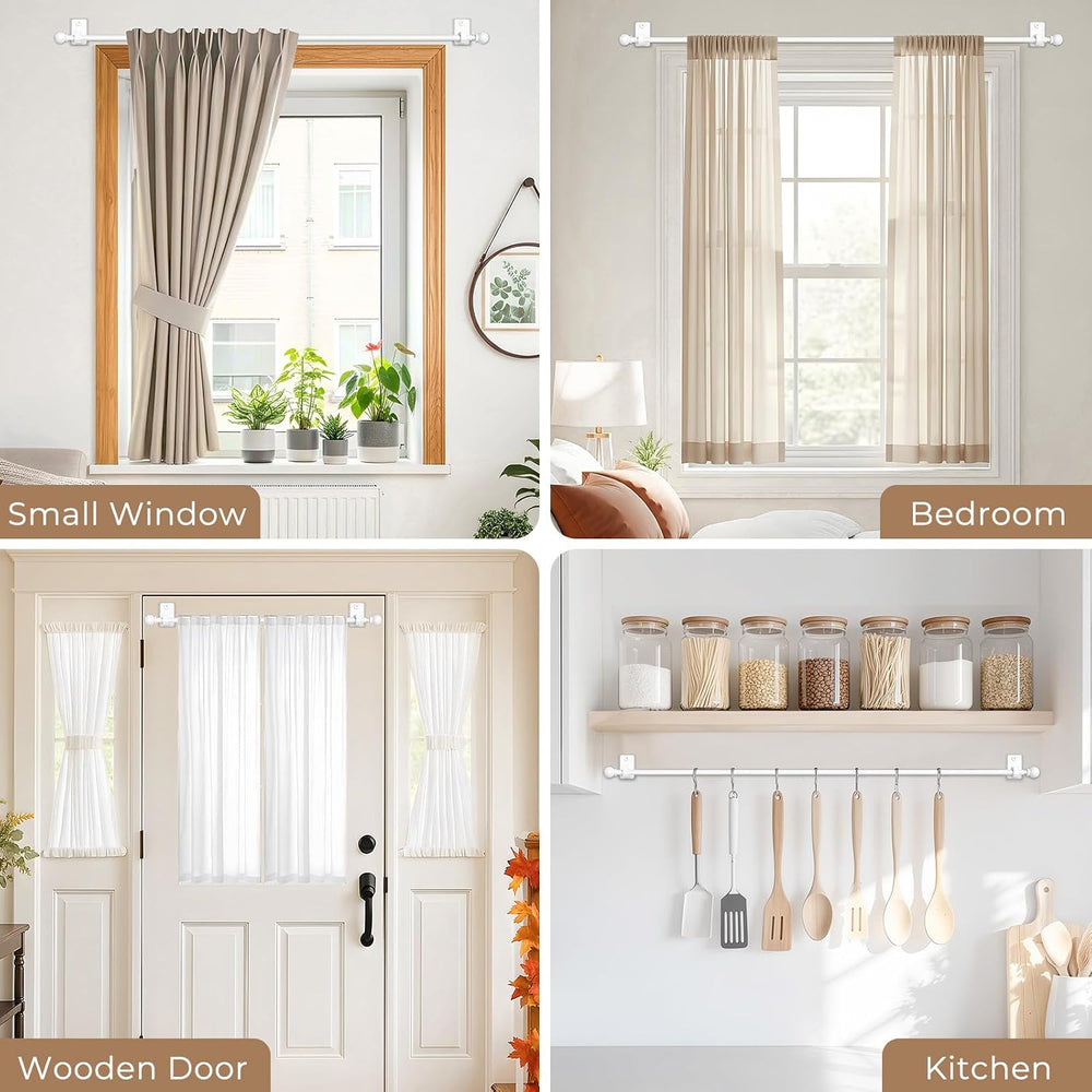 No-Drill Curtain Rod with Adhesive & Pin-Nail Mount System - Renter Frien...