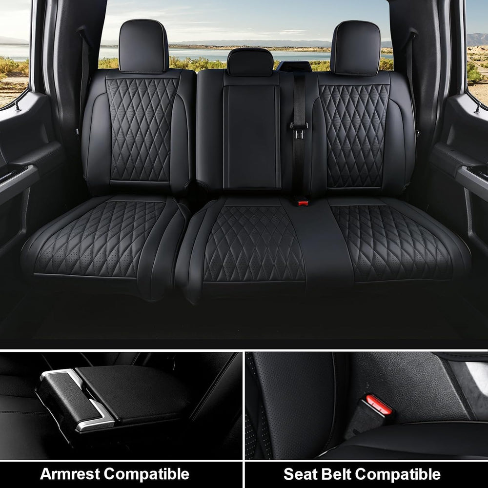 Coverado Leather Seat Covers Full Set Fit for Ford F150 F250 F350 F450, Water...