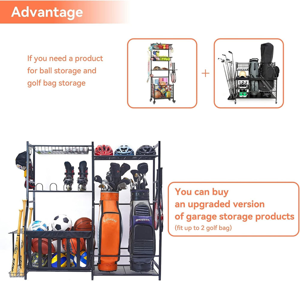 WALMANN Garage Sports Equipment Organizer, Golf Bag Stand for Garage