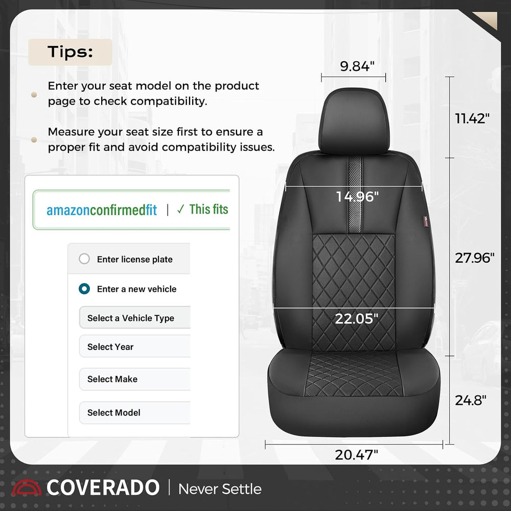 Coverado Car Seat Covers Full Set, Automotive Leather Seat Covers for Car，Uni...