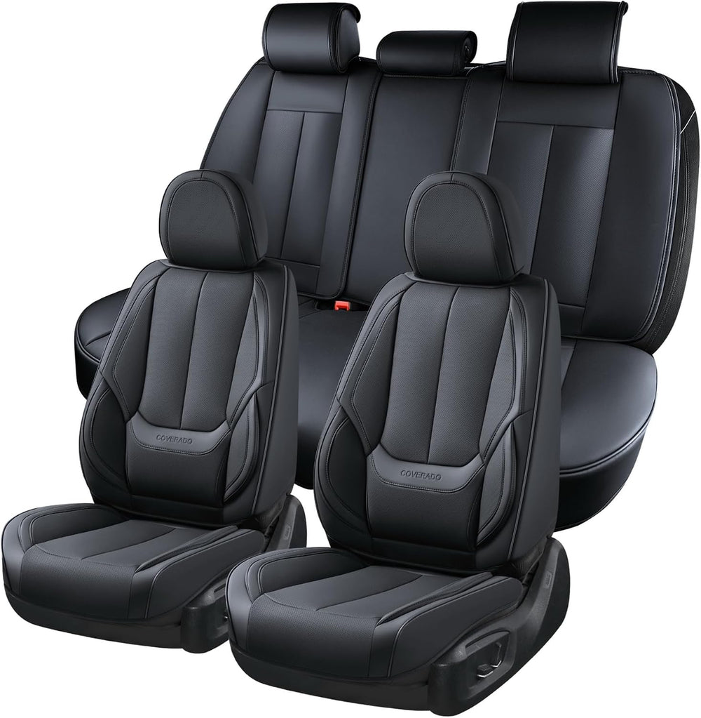 Coverado Seat Covers Full Set, Black Seat Covers for Cars 5 Seats, Car Seat P...