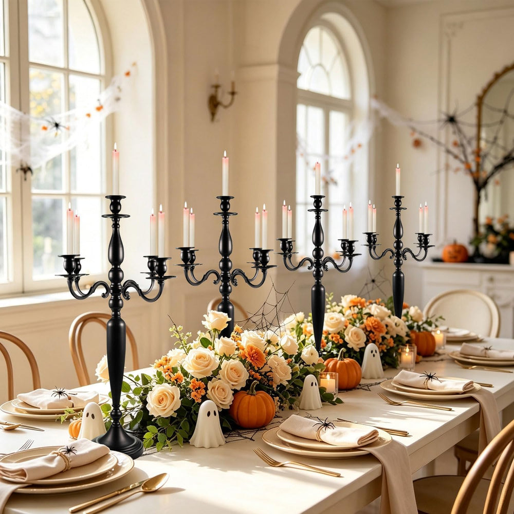 4PCS Black 5-Arm Candelabra Centerpiece for Halloween 28IN