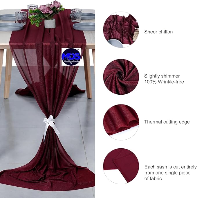 MDS Halloween Chiffon Table Runner - 5 Pack, 29 x 170 Inches, 14ft Each - She...