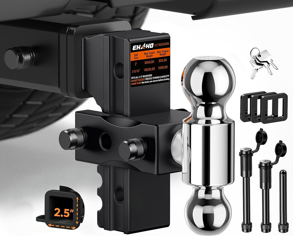 Ehaho Adjustable Trailer Hitch, Aluminum Drop Hitch 2.5 Inch Receiver with 6 ...