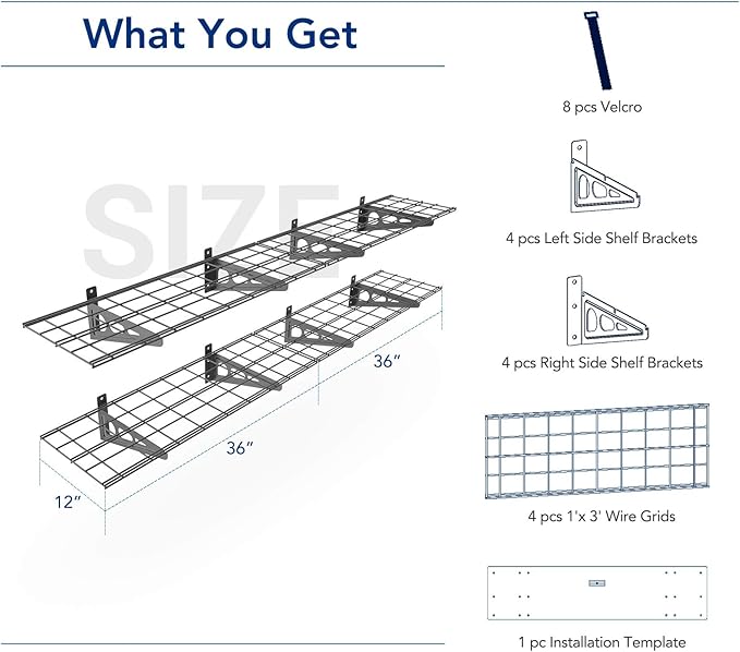 FLEXIMOUNTS 12-inch-by-72-inch Wall Shelf Garage Storage Rack Wall Mounted (2...
