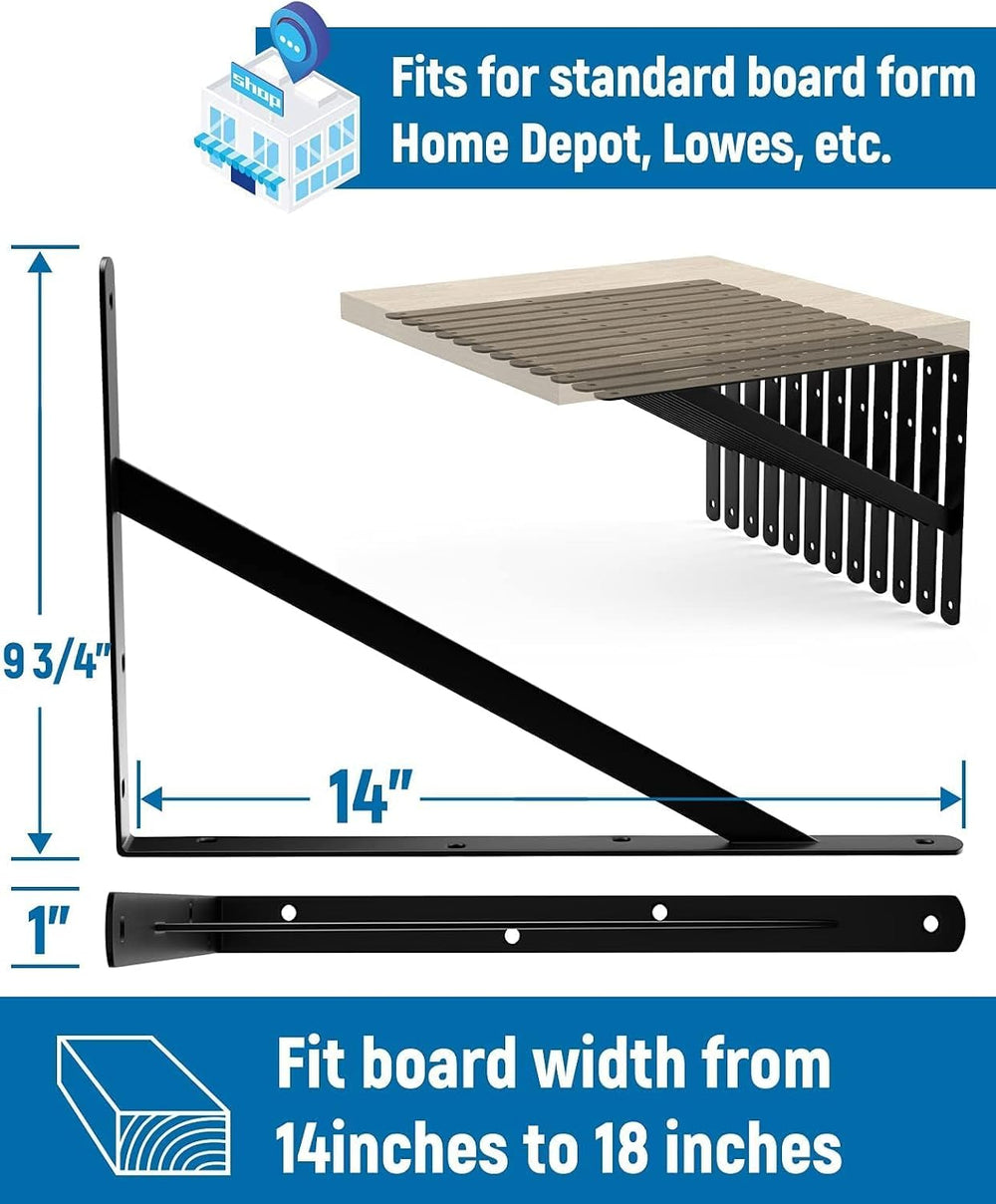 8-Pack 14 Inch Heavy Duty Shelf Brackets, Large Floating Shelf Bracket