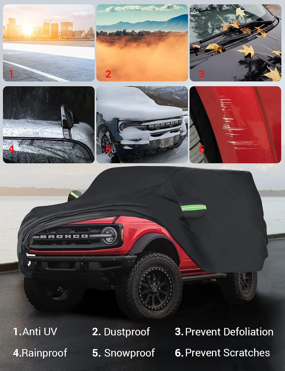 Proadsy Custom Fit Car Cover for 2021-2026 Ford Bronco Waterproof Outdoor