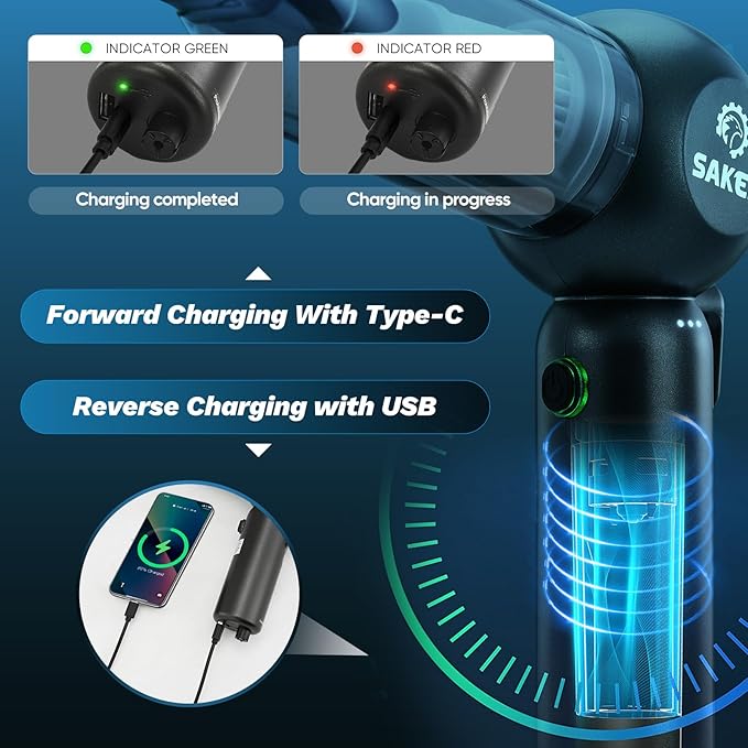 Saker Portable Car Vacuum Cordless 20000Pa 6 in 1 Multifunctional Adjustable