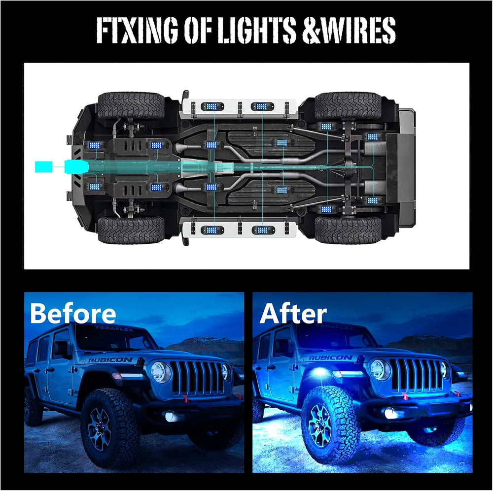Led Rock Lights for Trucks,16 Pods Lights for Jeep Brightness Truck underglow...