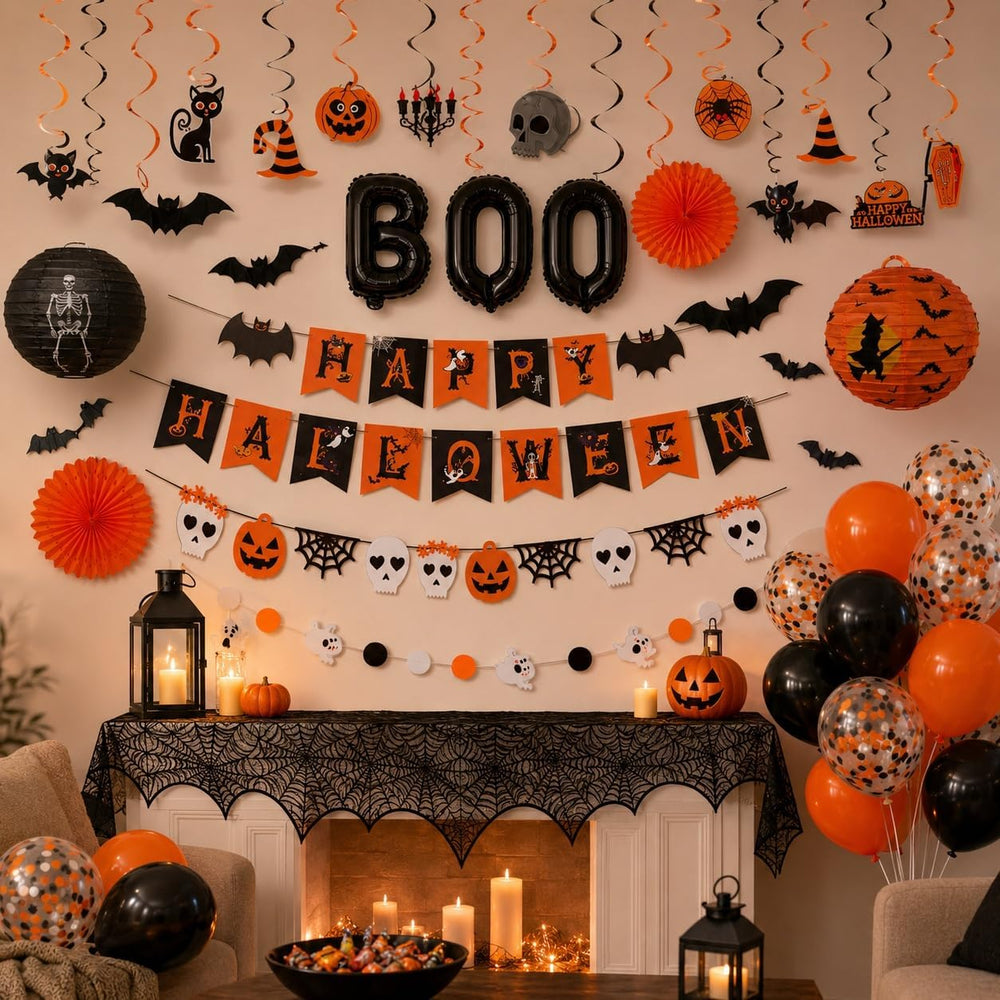 Halloween Party Decoration, 101Pcs Scary Halloween Indoor Decoration with Hap...