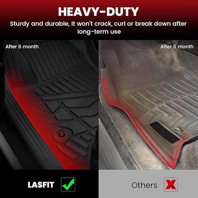 LASFIT Floor Mats for Ford Ranger 2025 2024 SuperCrew Cab All Weather Truck