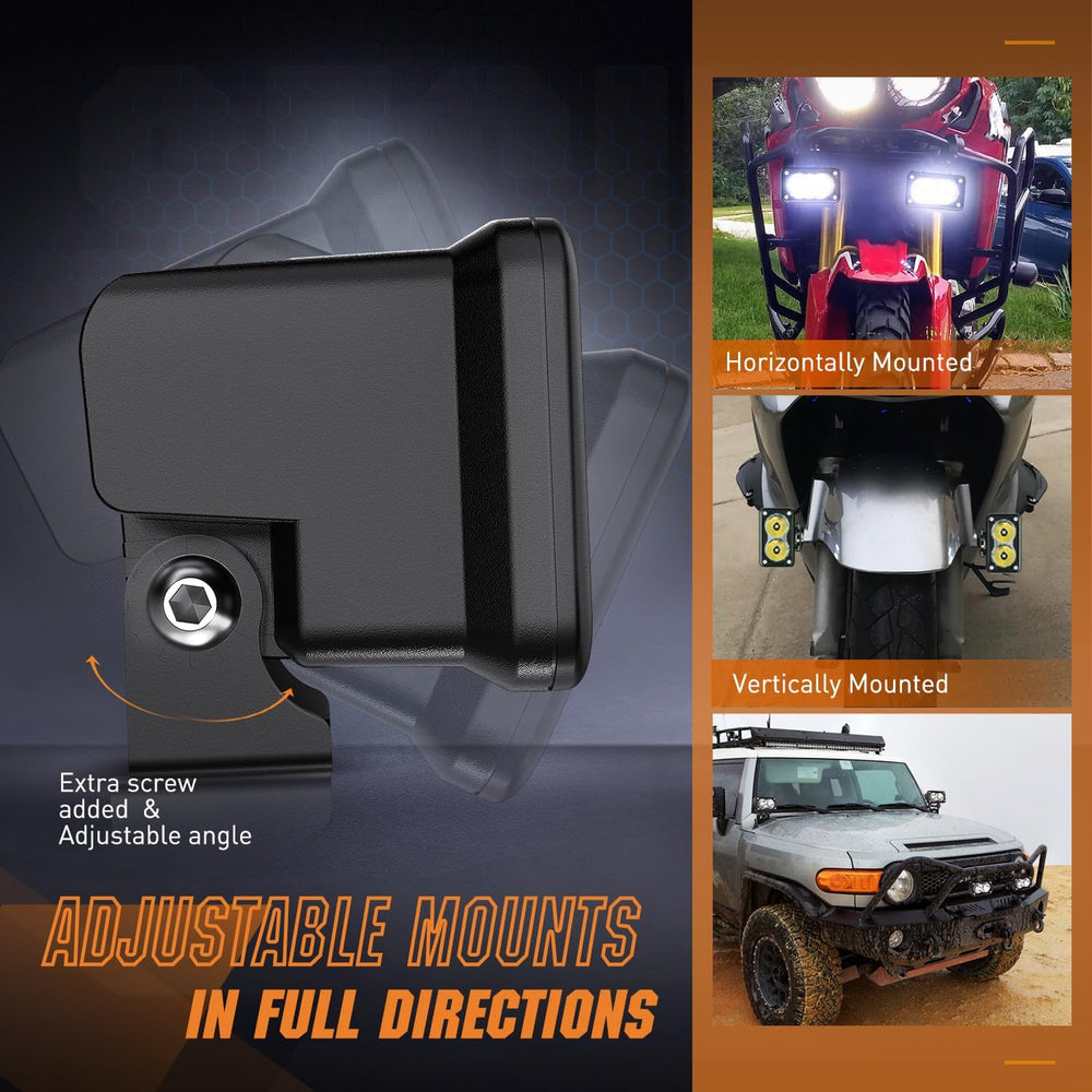 Nilight Motorcycle LED Pods 2 PCS 3 Inch Flood Offroad Fog Light 1160LM Drivi...