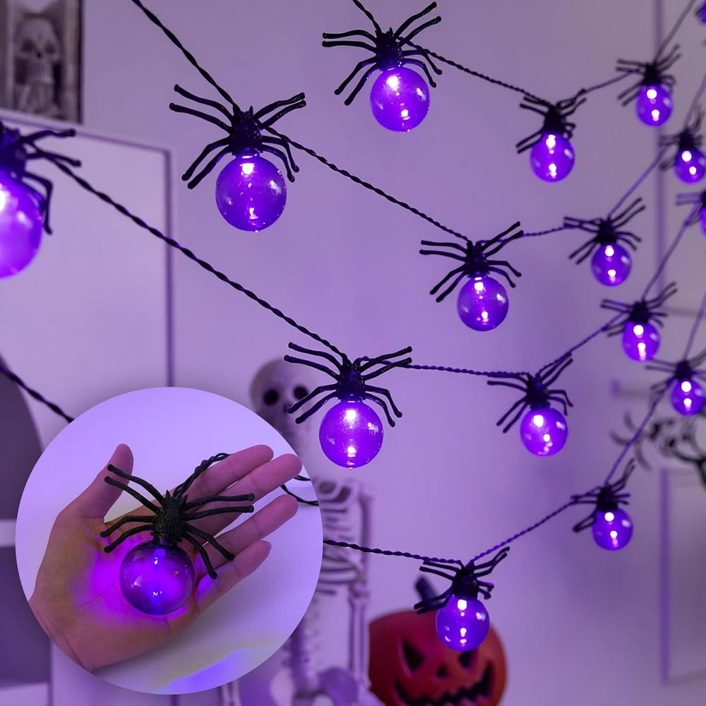 Halloween Lights Outdoor/Indoor,20FT 40LED Purple Spider String Lights