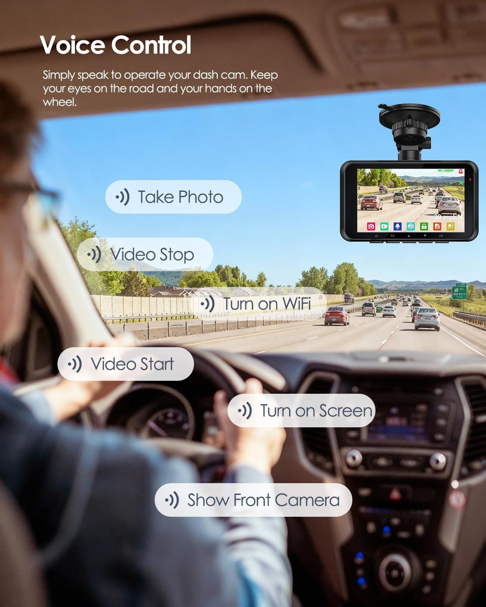 4K STARVIS 2 Dash Cam Front and Rear, Dual HDR WDH Camera for Cars