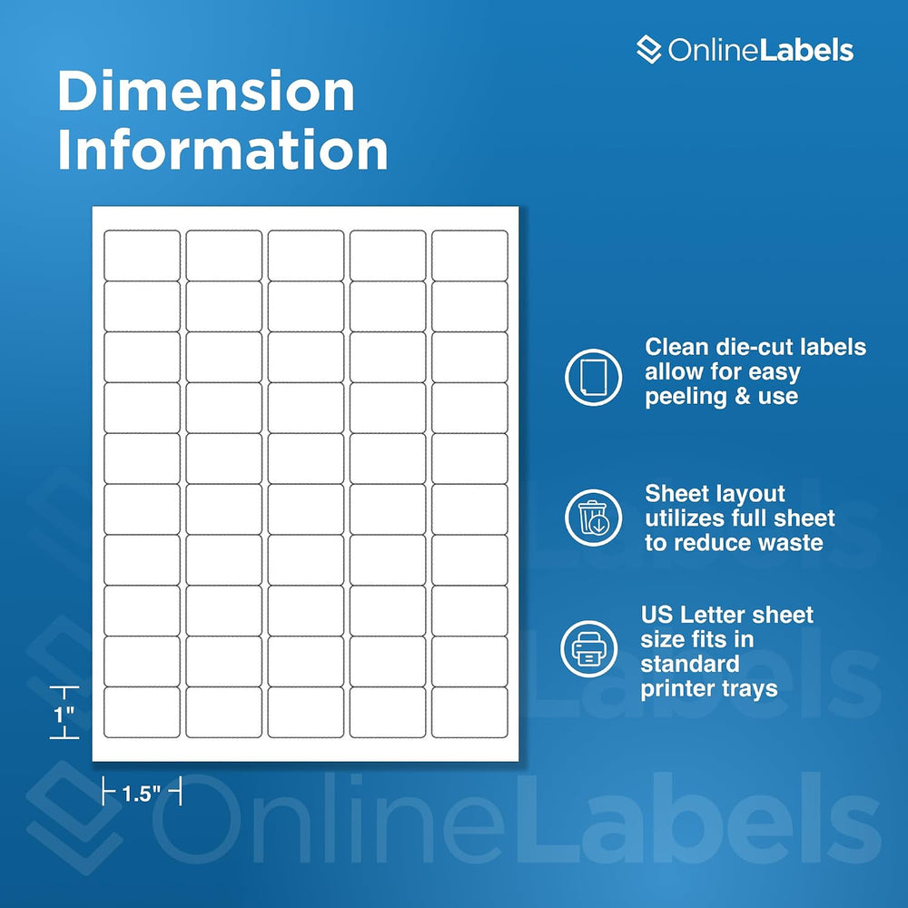OnlineLabels 1.5" x 1" Labels - White Matte - Inkjet/Laser - 5,000 ...