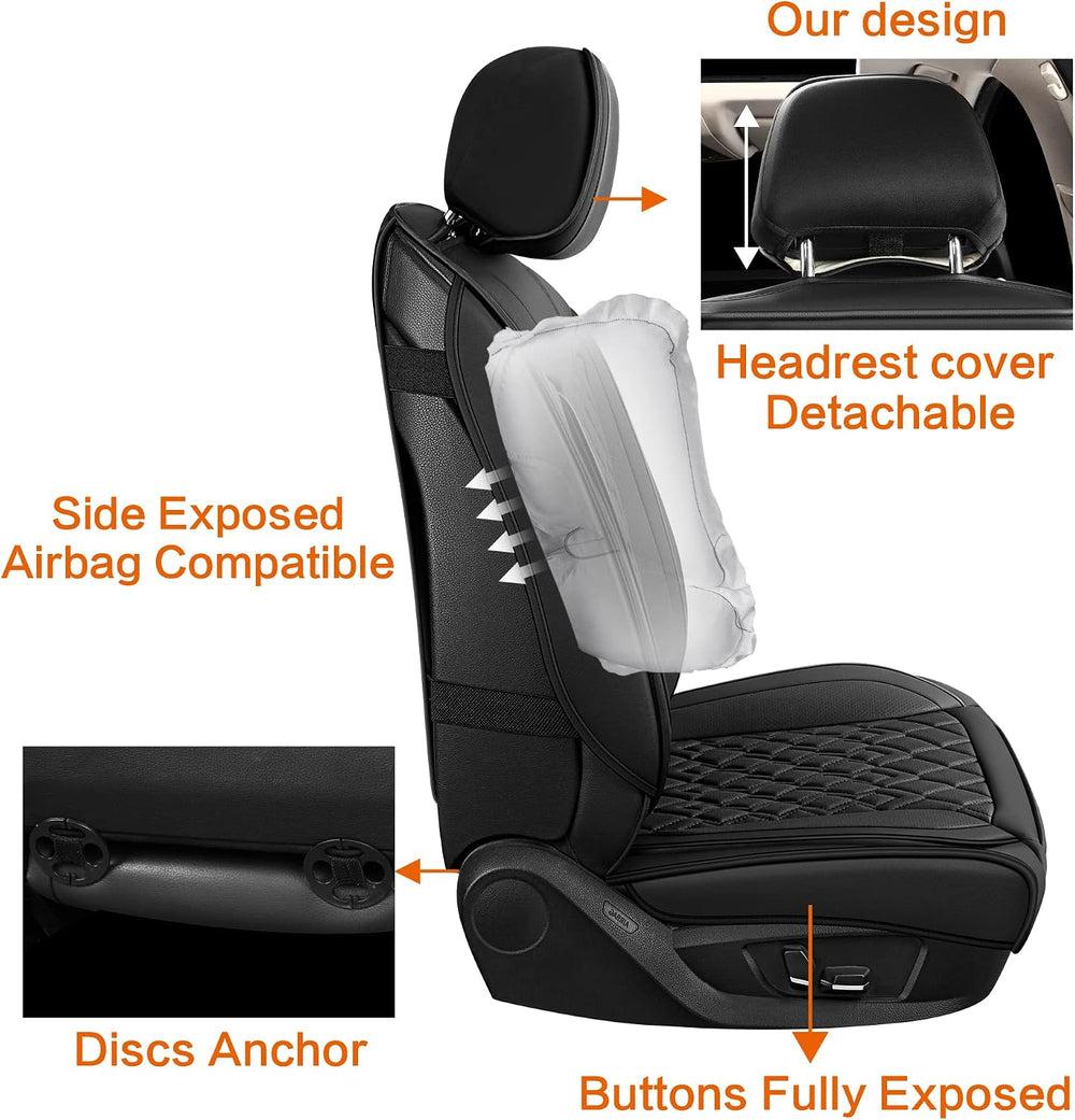 Pariitadin Leather Car Seat Covers Full Set, Waterproof Breathable Faux Leath...