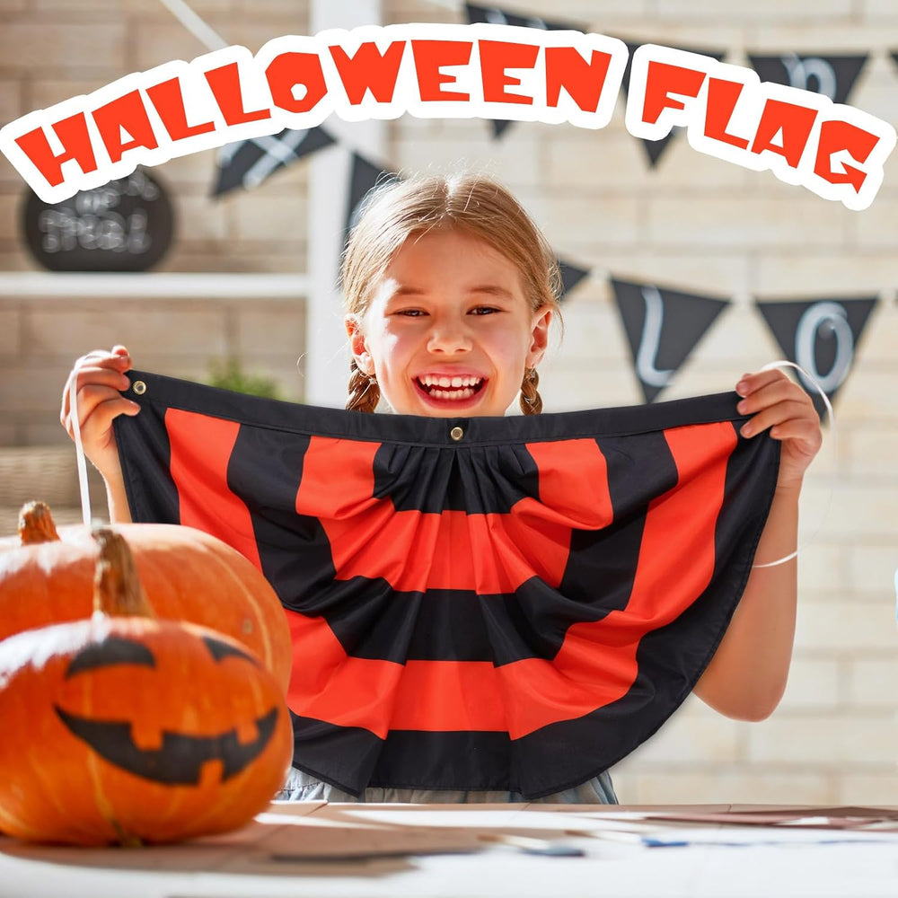 Newwiee 12 Pcs 3 x 1.5 ft Halloween Flag Bunting Half Fan Hanging Pleated Fla...
