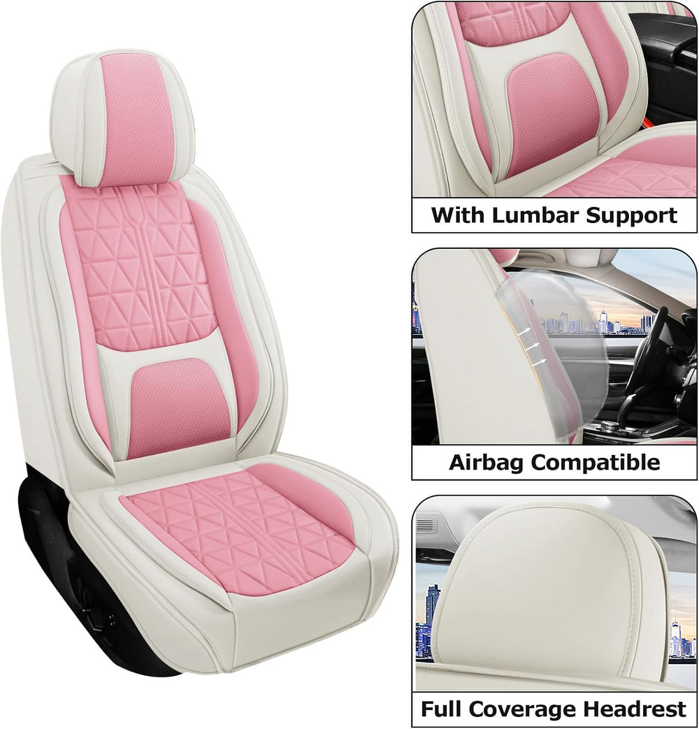 otoez Car Seat Covers Full Set, Nappa Leather Seat Covers for Cars with Lumba...