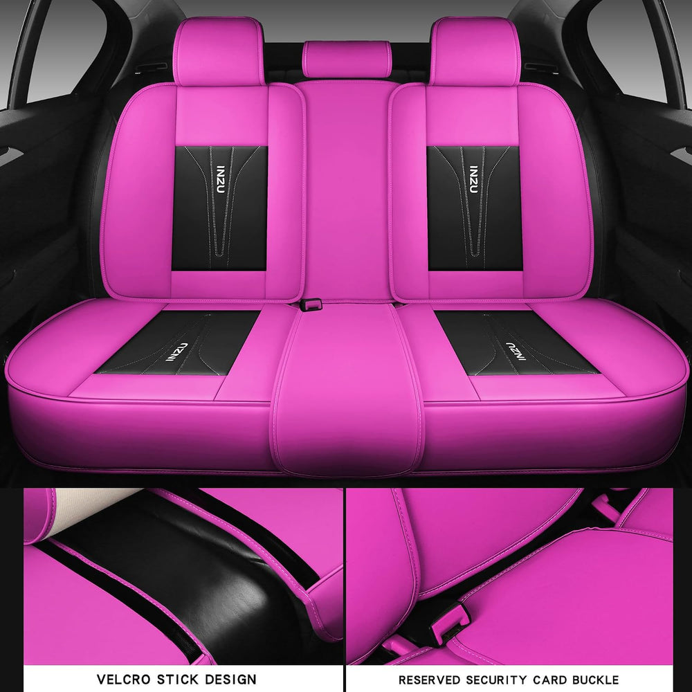 INZU Cute Rabbit Comfortable Leather Auto Car Seat Covers Front & Rear Se...