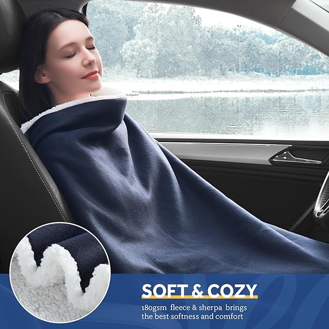 Sealy 12-Volt Heated Car Blanket, Portable Electric Blanket