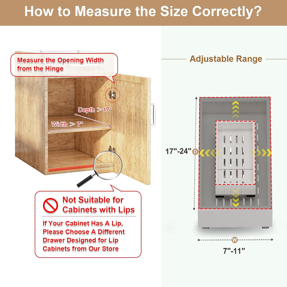 Fokyfok Pull out Cabinet Organizer,7"-11"W,17"-24"D,Expan...