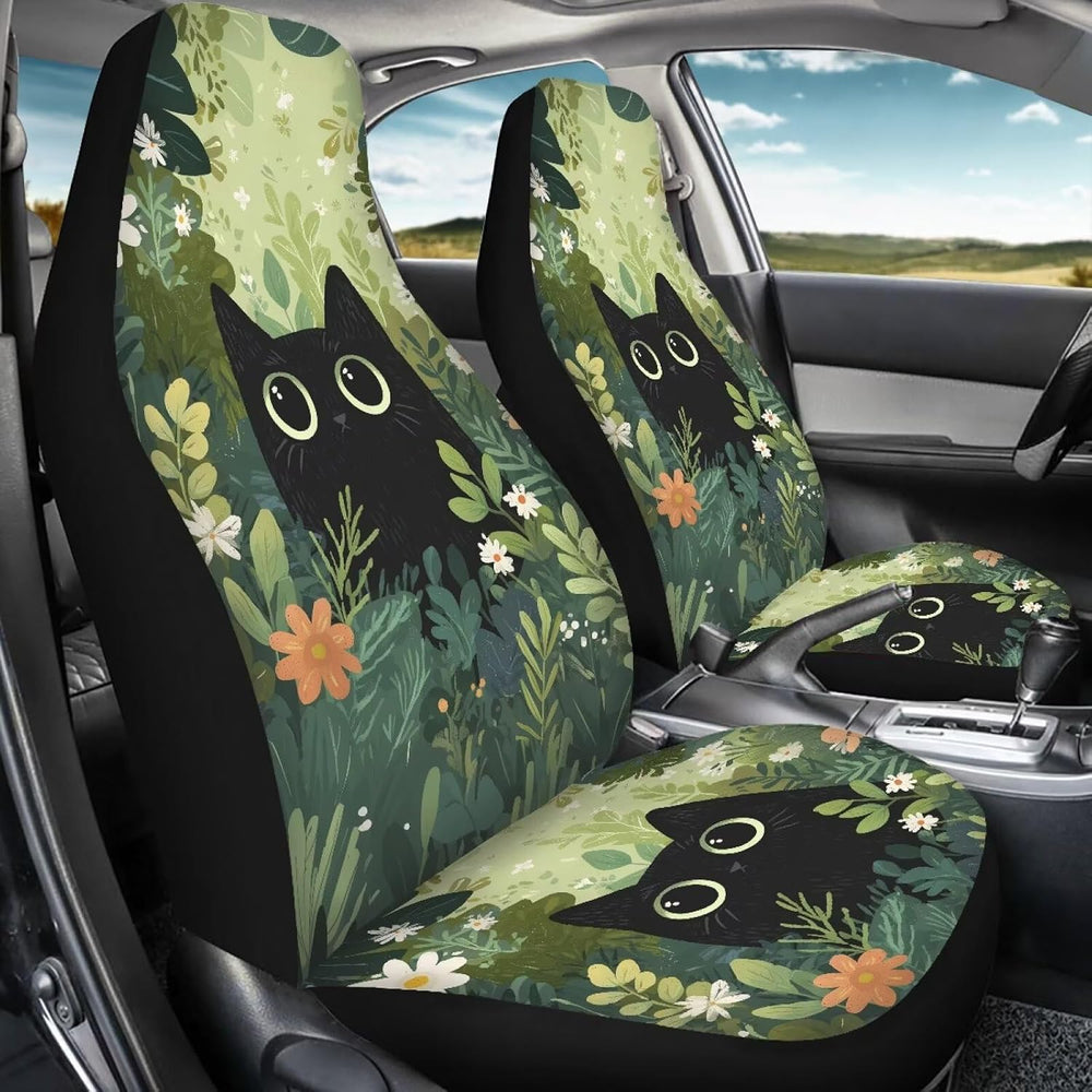 Talayituse Cute Cat Forest Print Car Seat Covers Front Set Car Seats with Ela...
