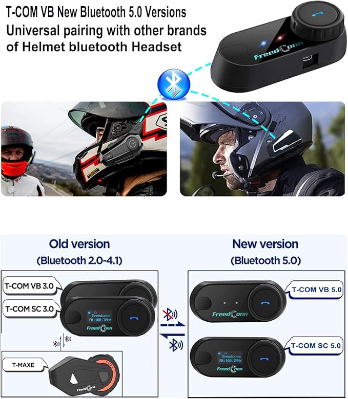 FreedConn Motorcycle Helmet Bluetooth Headset, TCOM VB