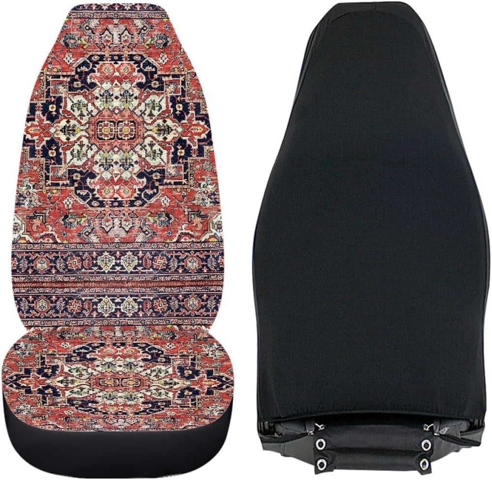 Pehede Car Seat Cover Red Vintage Carpet Pattern Front for Cars, Easy to Inst...