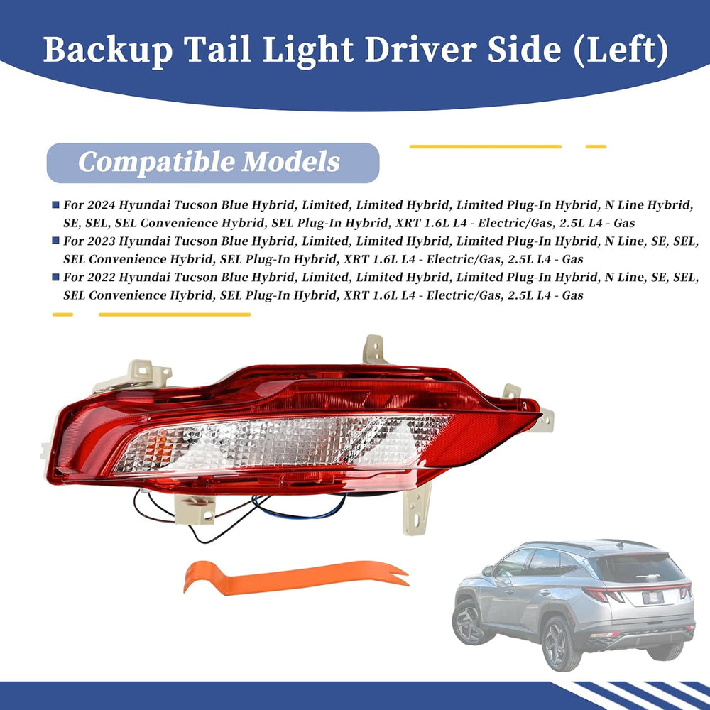 Back Up Tail Light Driver Side Compatible with Hyundai Tucson 2022 2023 2024 ...