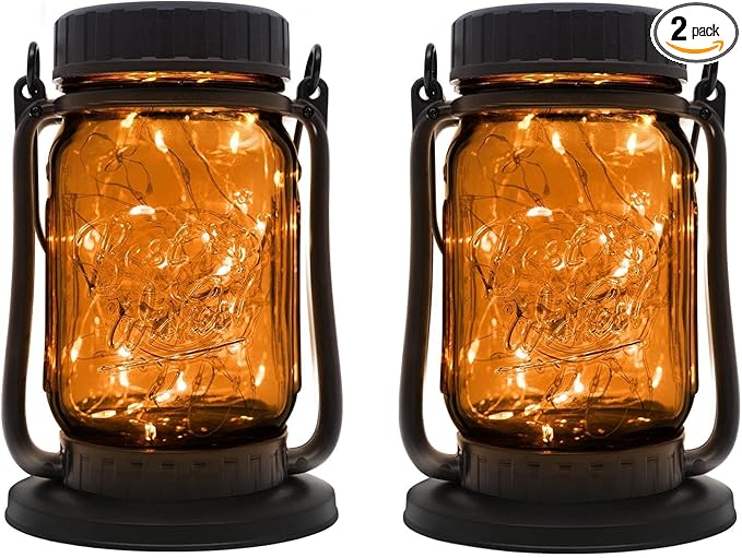 Mason Jar Lights - Solar Lantern Outdoor Waterproof, Hanging Solar Lights for...