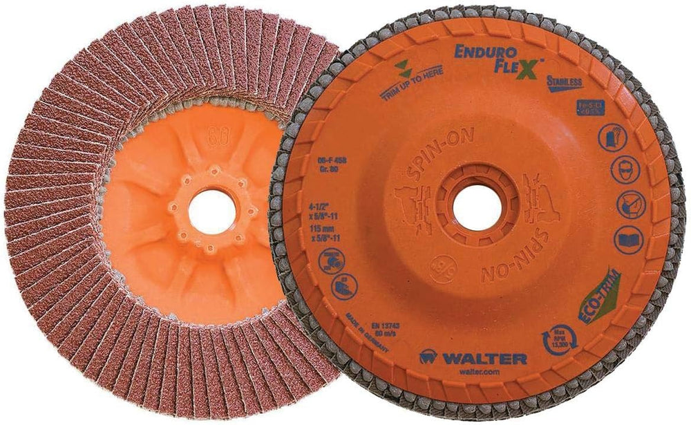 Walter Enduro-Flex™ Stainless Flap Disc, Ceramic Abrasive, Spin-On 4-1/2&quot...