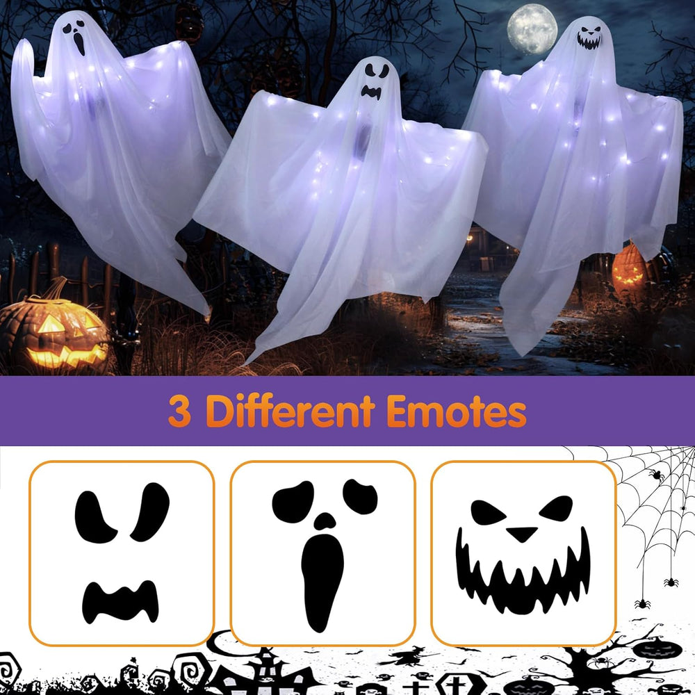 6 Pack Halloween Hanging Ghost Decorations with Lights, Remote Control