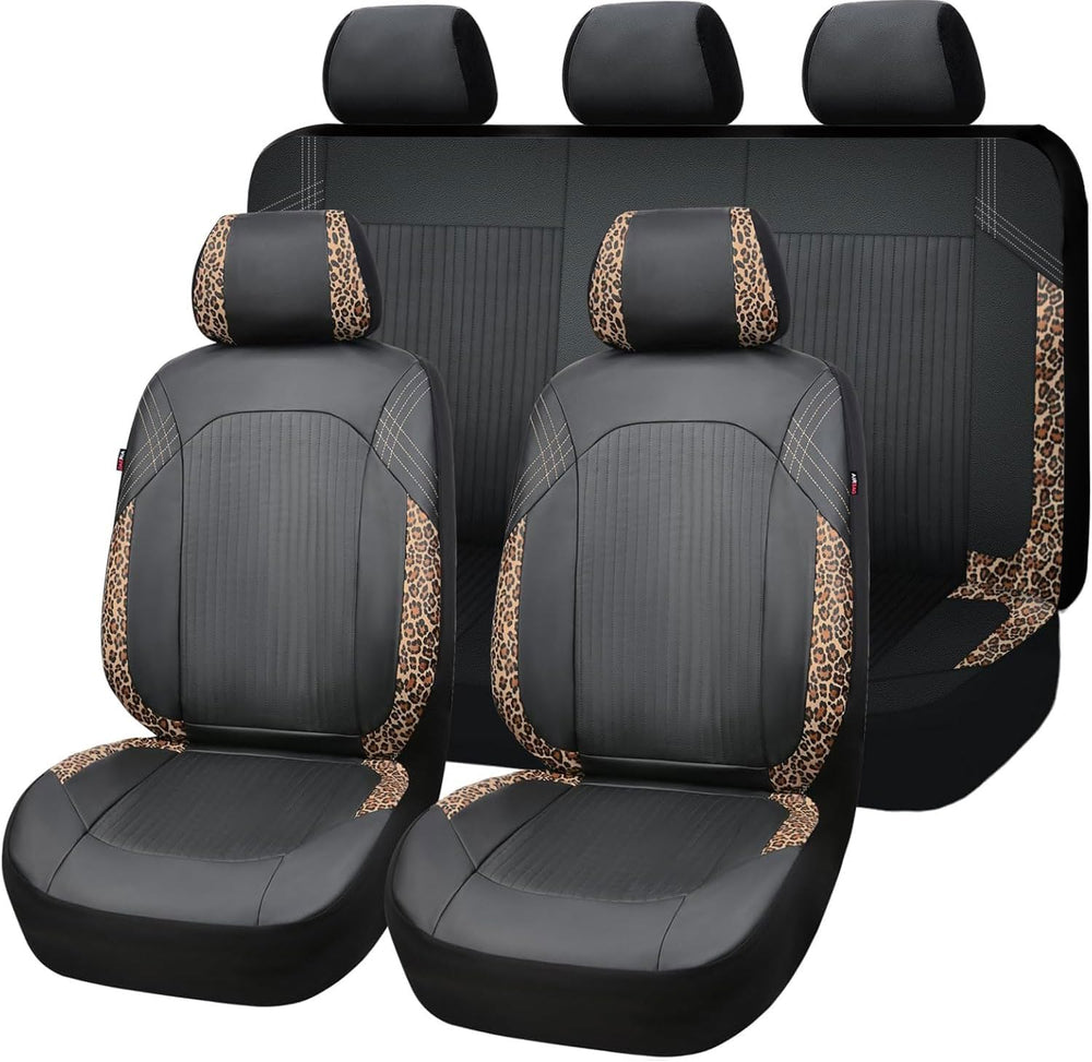 Flying Banner Synthetic Leather car seat Covers Full Set Front and Rear Bench...