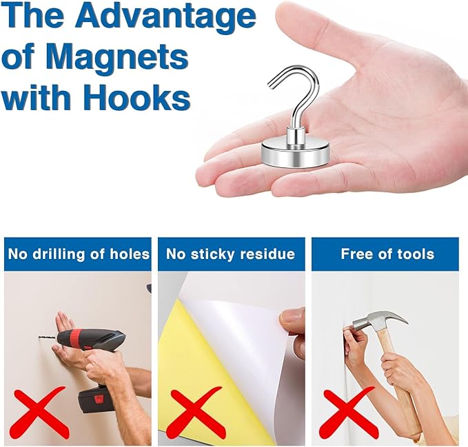 LOVIMAG Magnetic Hooks for Cruise Cabins, 110lbs Magnetic Hooks for Classroom