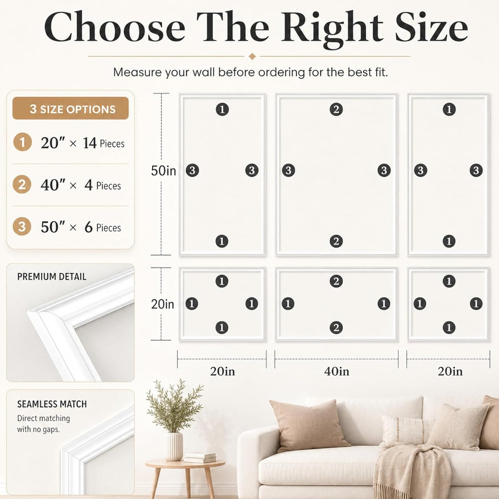 Accent Peel and Stick Wall Molding Kit Frame Pre Cut Moulding Panels