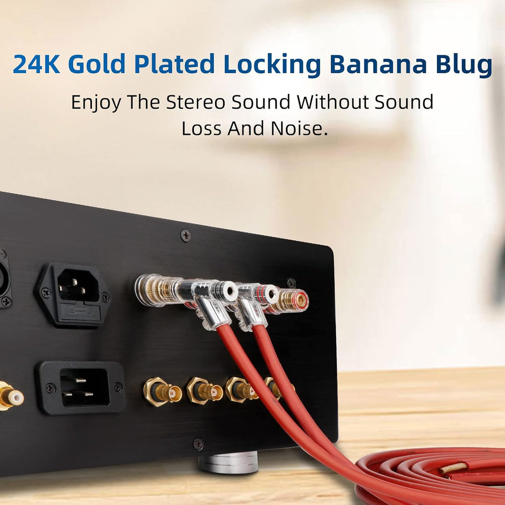 Monosaudio 8Pcs Locking Banana Plug 45 Degree Double Screw(Rhodium Plated)